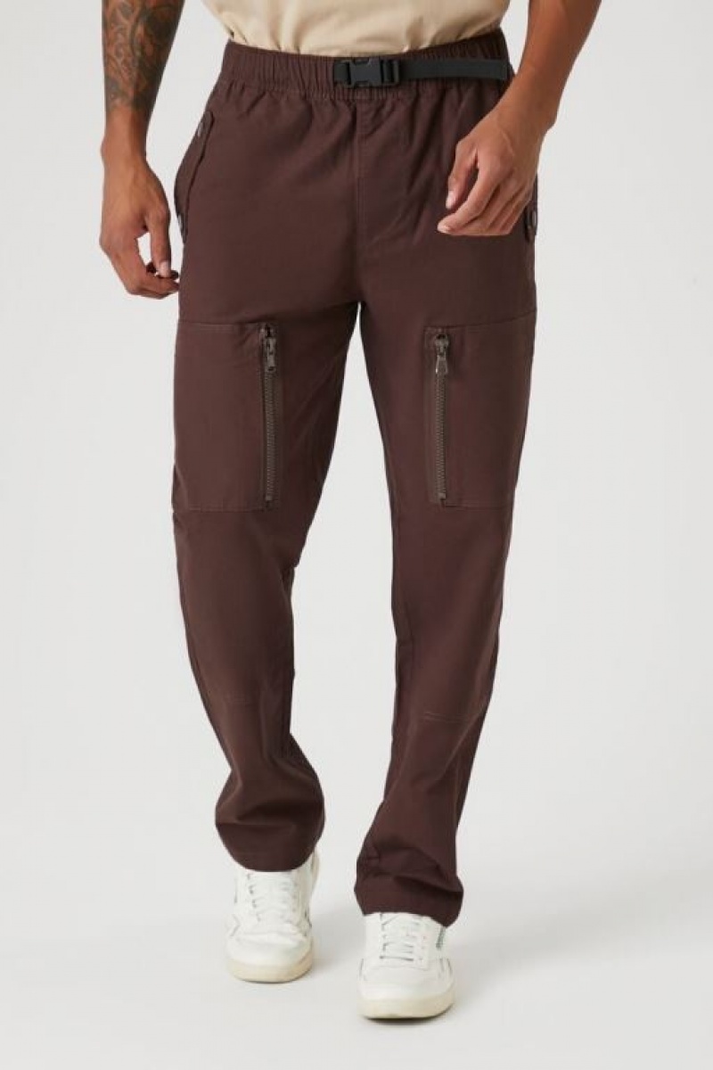 Pantalon Forever 21 Release Buckle Slim Fit Hombre Cocoa | sCrs2hlFvCn