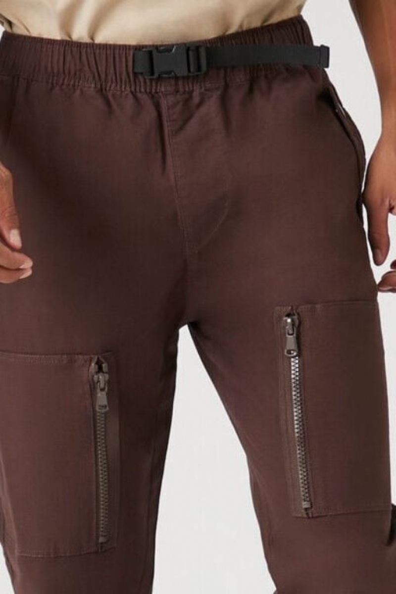 Pantalon Forever 21 Release Buckle Slim Fit Hombre Cocoa | sCrs2hlFvCn