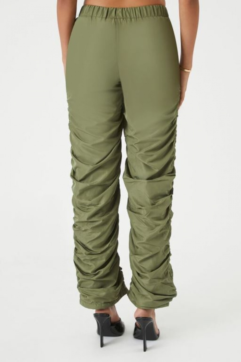 Pantalon Forever 21 Ruched Drawstring Joggers Mujer Verde Oliva | dbliHBUOwcp