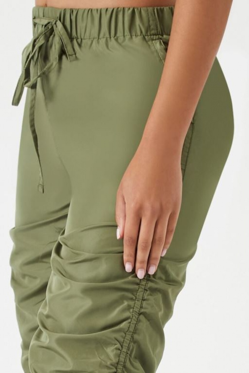 Pantalon Forever 21 Ruched Drawstring Joggers Mujer Verde Oliva | dbliHBUOwcp