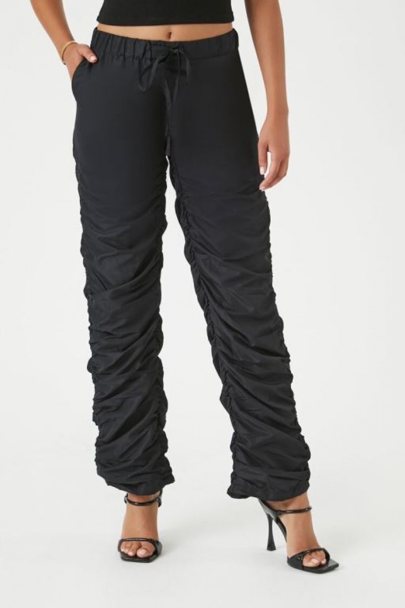 Pantalon Forever 21 Ruched Drawstring Joggers Mujer Negras | vKr4gWEgGpI