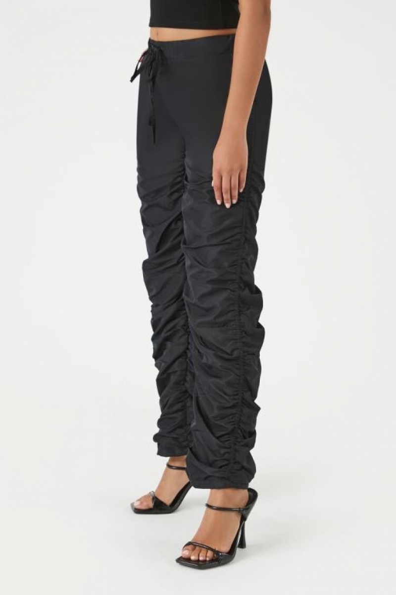 Pantalon Forever 21 Ruched Drawstring Joggers Mujer Negras | vKr4gWEgGpI