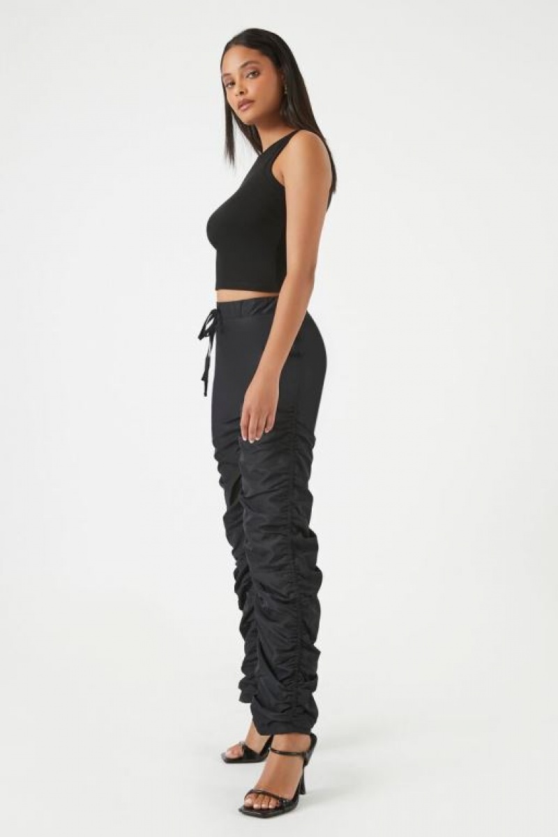 Pantalon Forever 21 Ruched Drawstring Joggers Mujer Negras | vKr4gWEgGpI