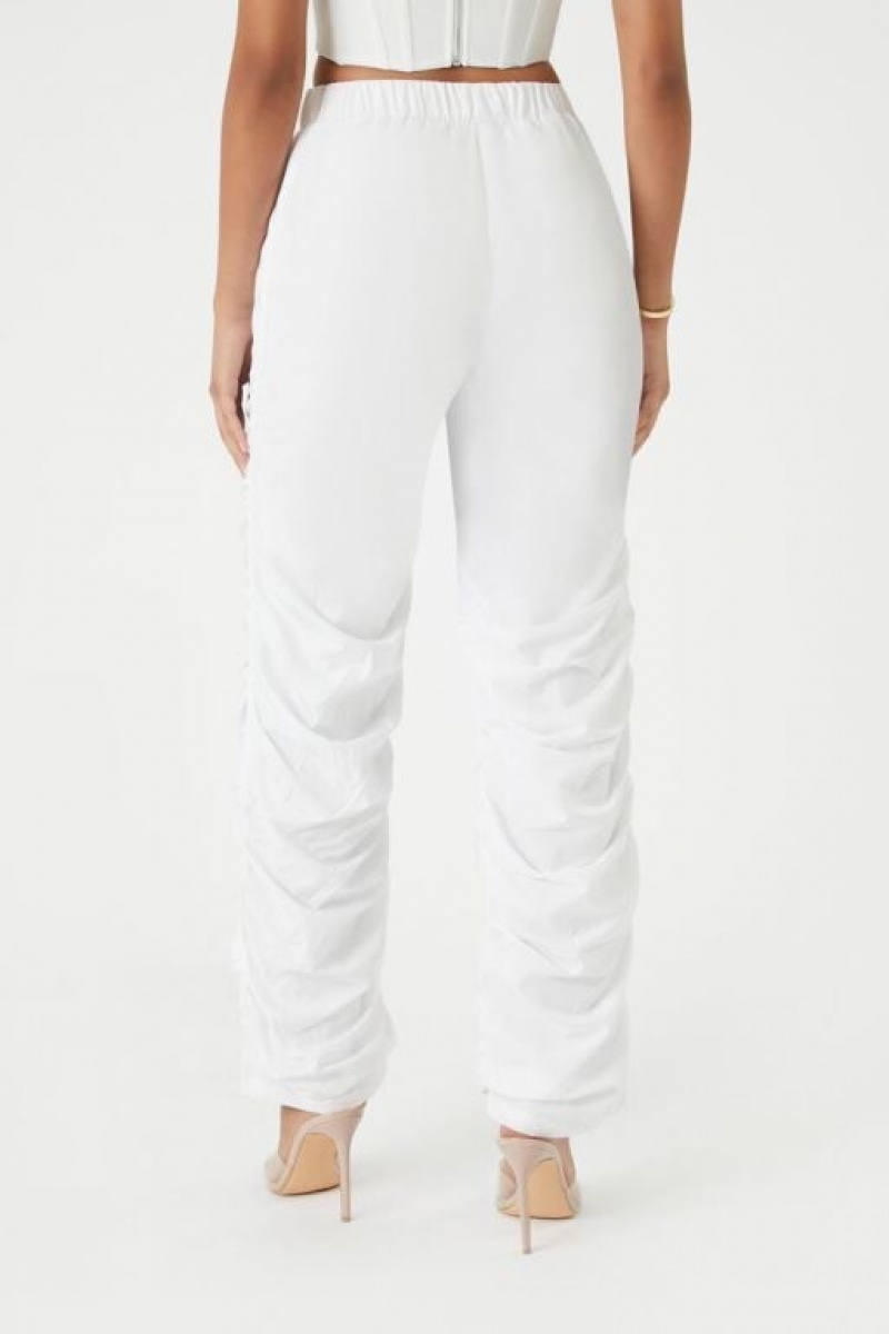 Pantalon Forever 21 Ruched Drawstring Joggers Mujer Blancas | 7S43WrfYTUp