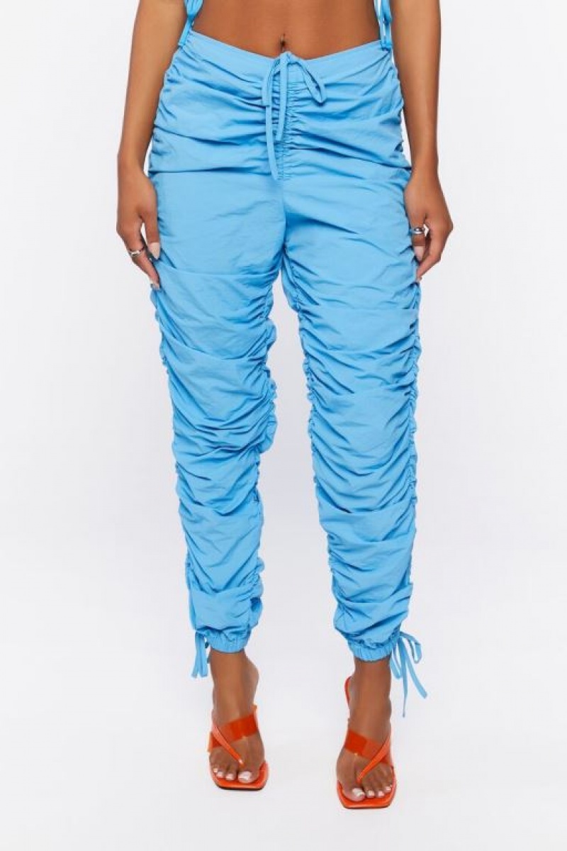 Pantalon Forever 21 Ruched Drawstring Joggers Mujer Azur | ucIHomXuyXN