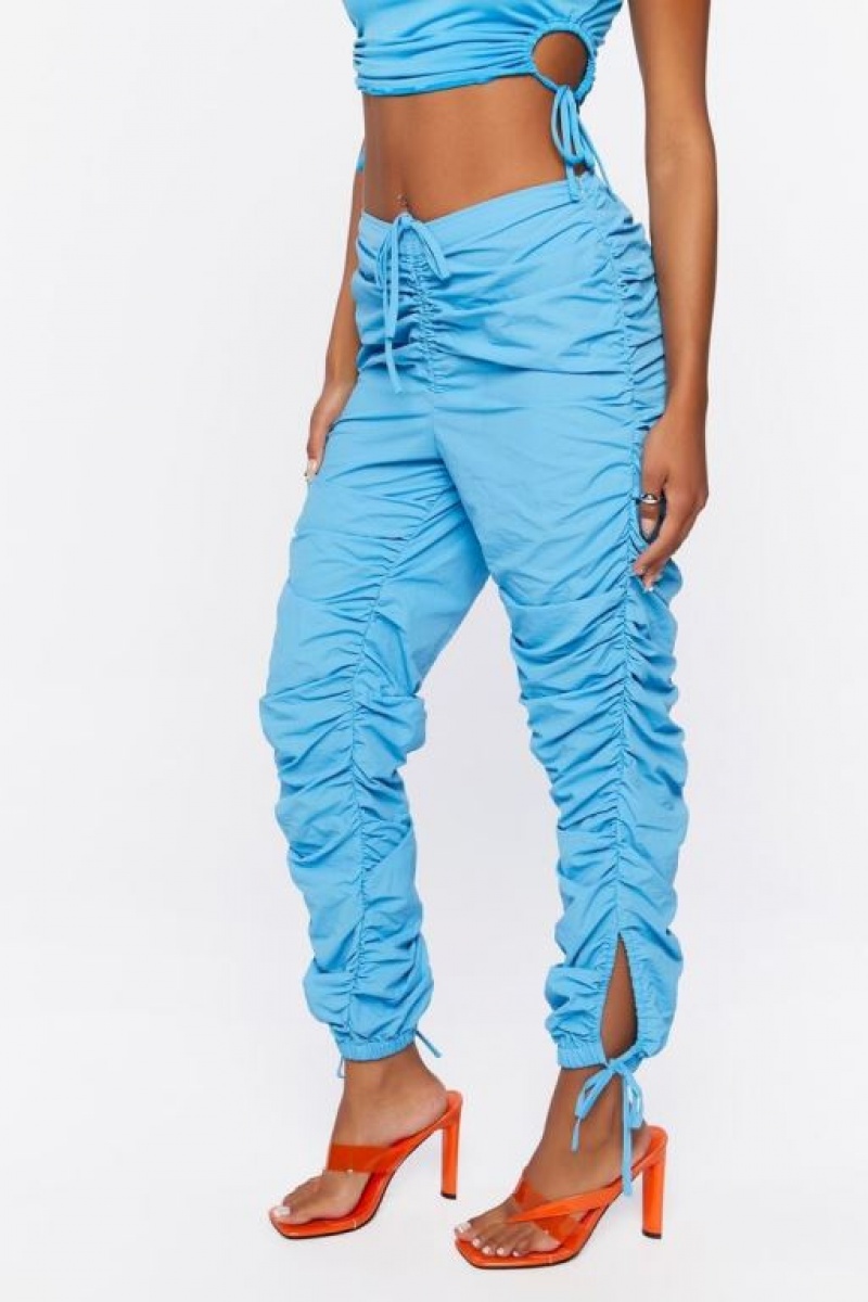 Pantalon Forever 21 Ruched Drawstring Joggers Mujer Azur | ucIHomXuyXN