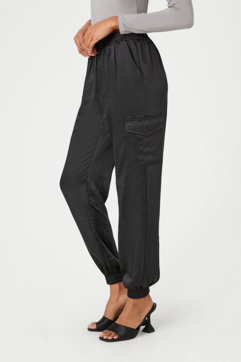 Pantalon Forever 21 Satin High Rise Joggers Mujer Negras | 4sEN9AzNi0l