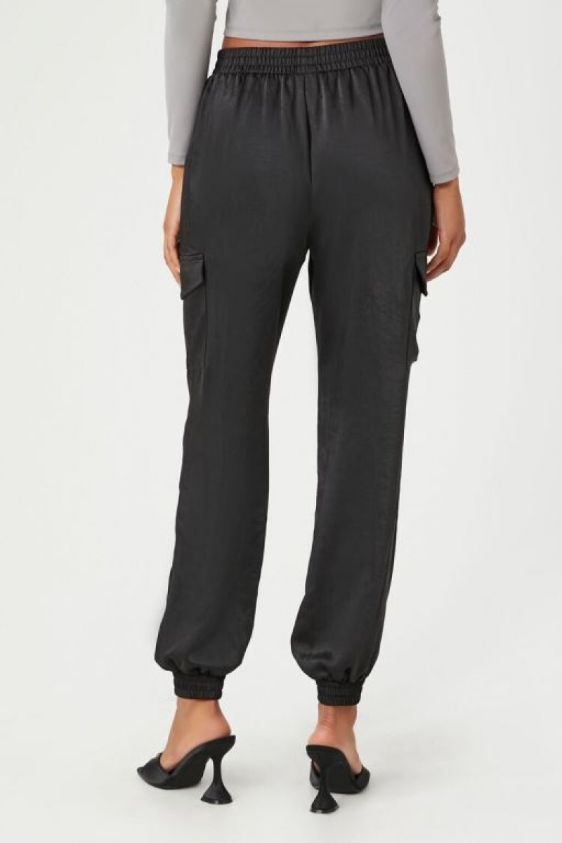 Pantalon Forever 21 Satin High Rise Joggers Mujer Negras | 4sEN9AzNi0l