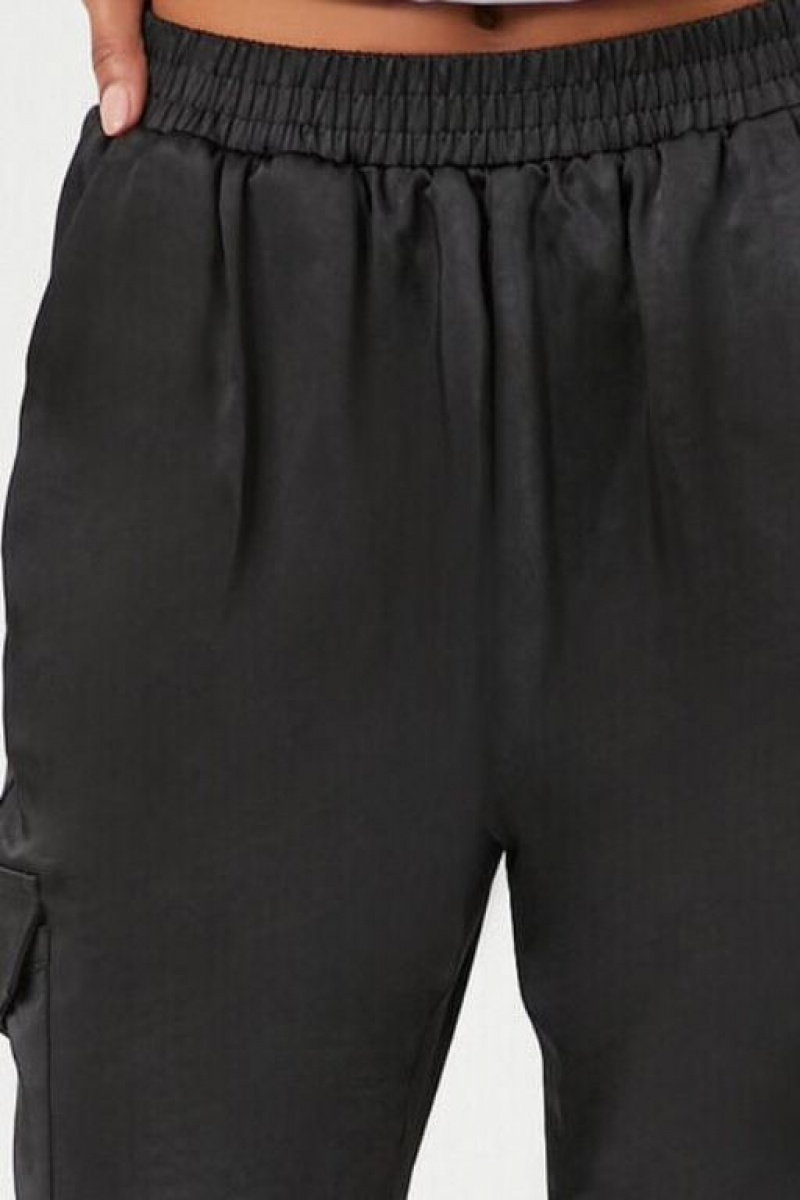 Pantalon Forever 21 Satin High Rise Joggers Mujer Negras | 4sEN9AzNi0l