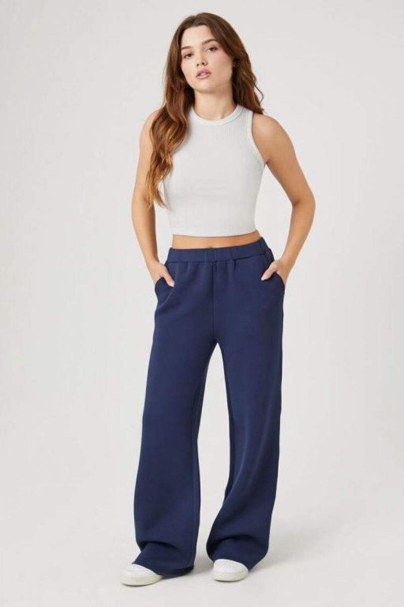 Pantalon Forever 21 Scuba Knit Directo Leg Mujer Azul Marino | W9Q9CNgU1Ha