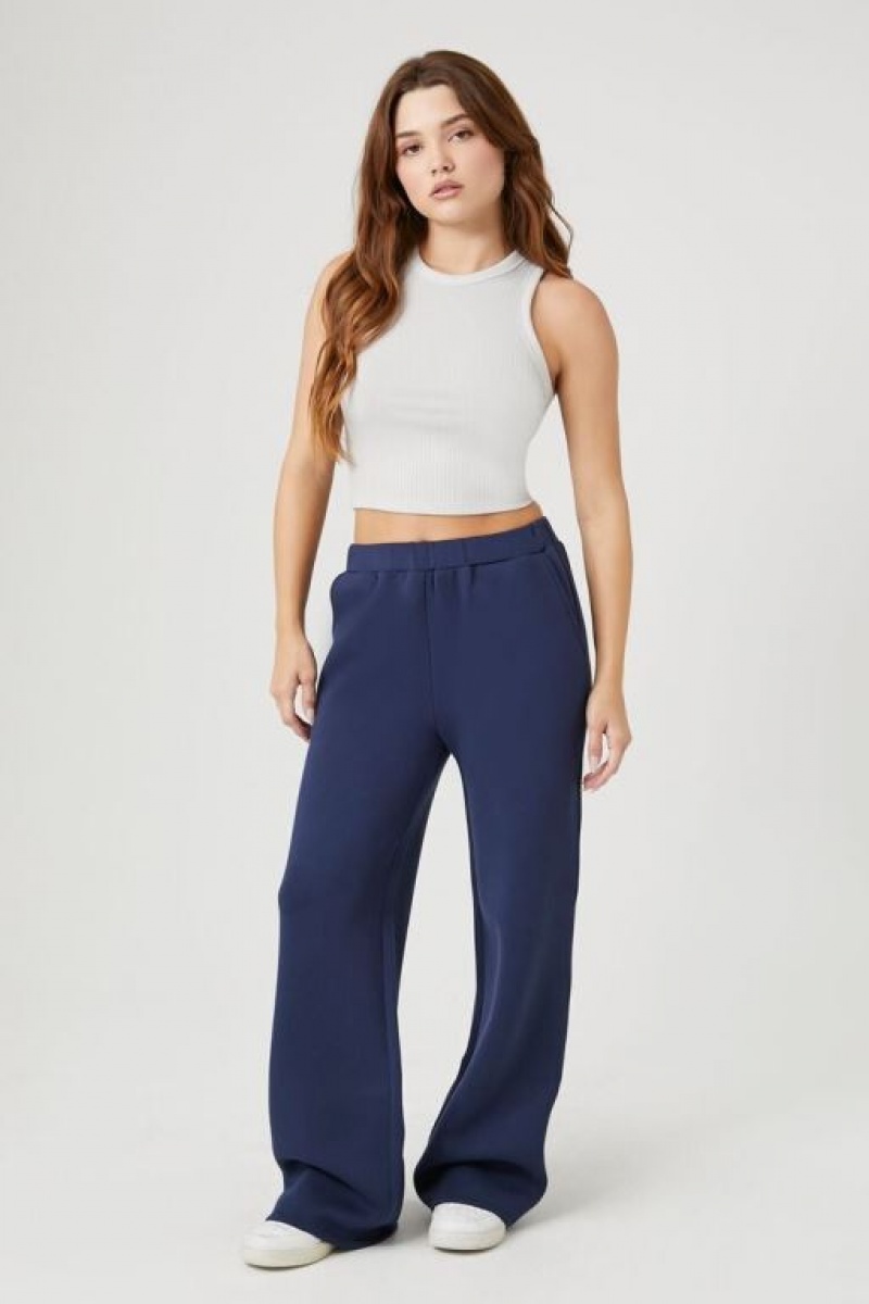 Pantalon Forever 21 Scuba Knit Directo Leg Mujer Azul Marino | W9Q9CNgU1Ha