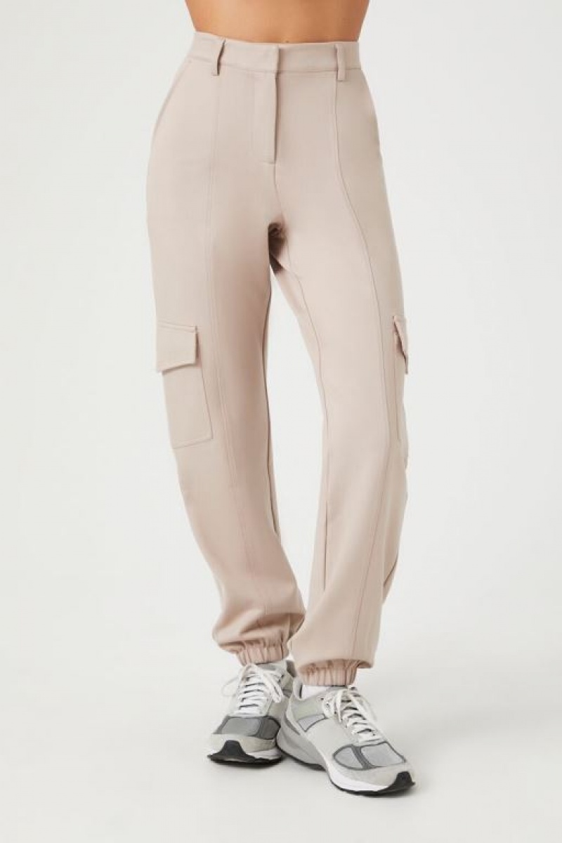 Pantalon Forever 21 Seamed High Rise Cargo Joggers Mujer Goat | pVwpcR2gujH