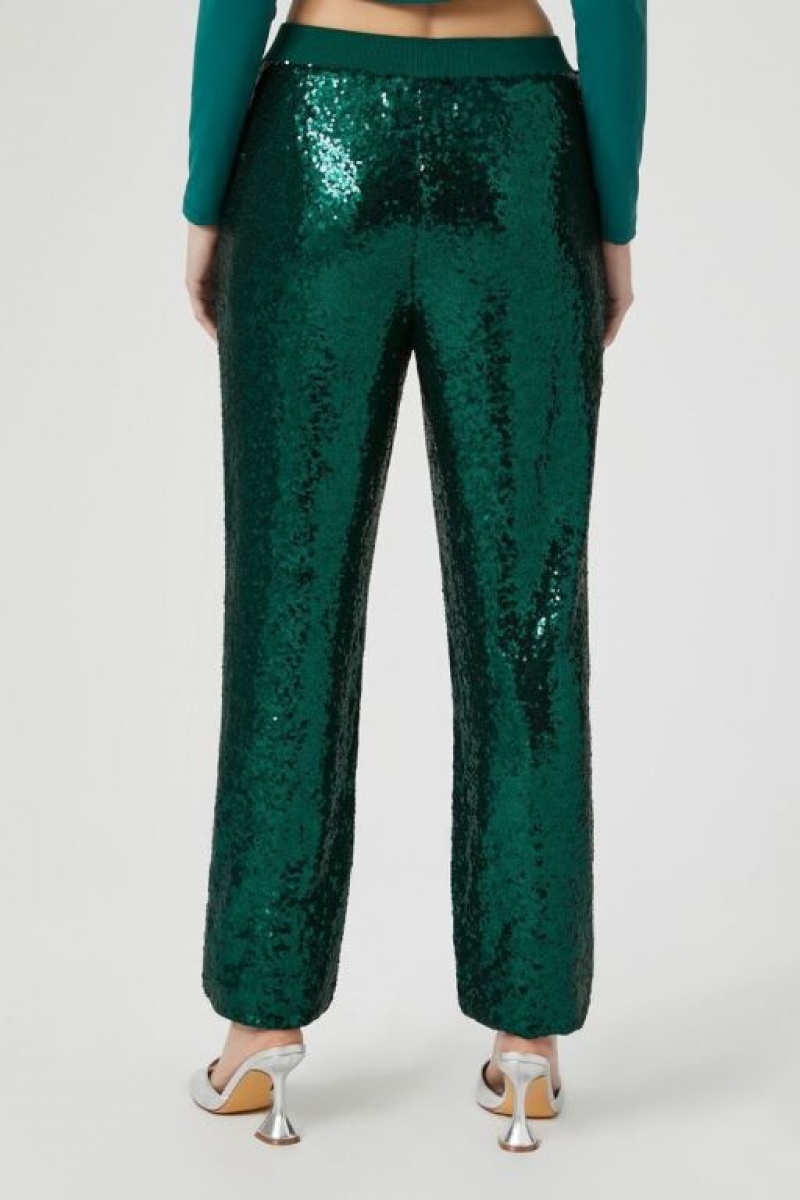 Pantalon Forever 21 Sequin Mid Rise Ankle Joggers Mujer Verde | 97FOi4cnsHh