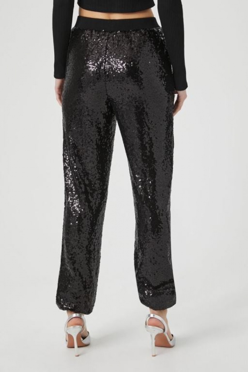 Pantalon Forever 21 Sequin Mid Rise Ankle Joggers Mujer Negras | 8kXCkkBTbwb