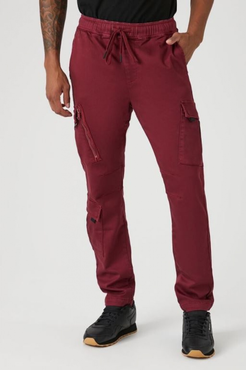 Pantalon Forever 21 Slim Fit Cargo Drawstring Joggers Hombre Rojas | TGzfwz9rsYK