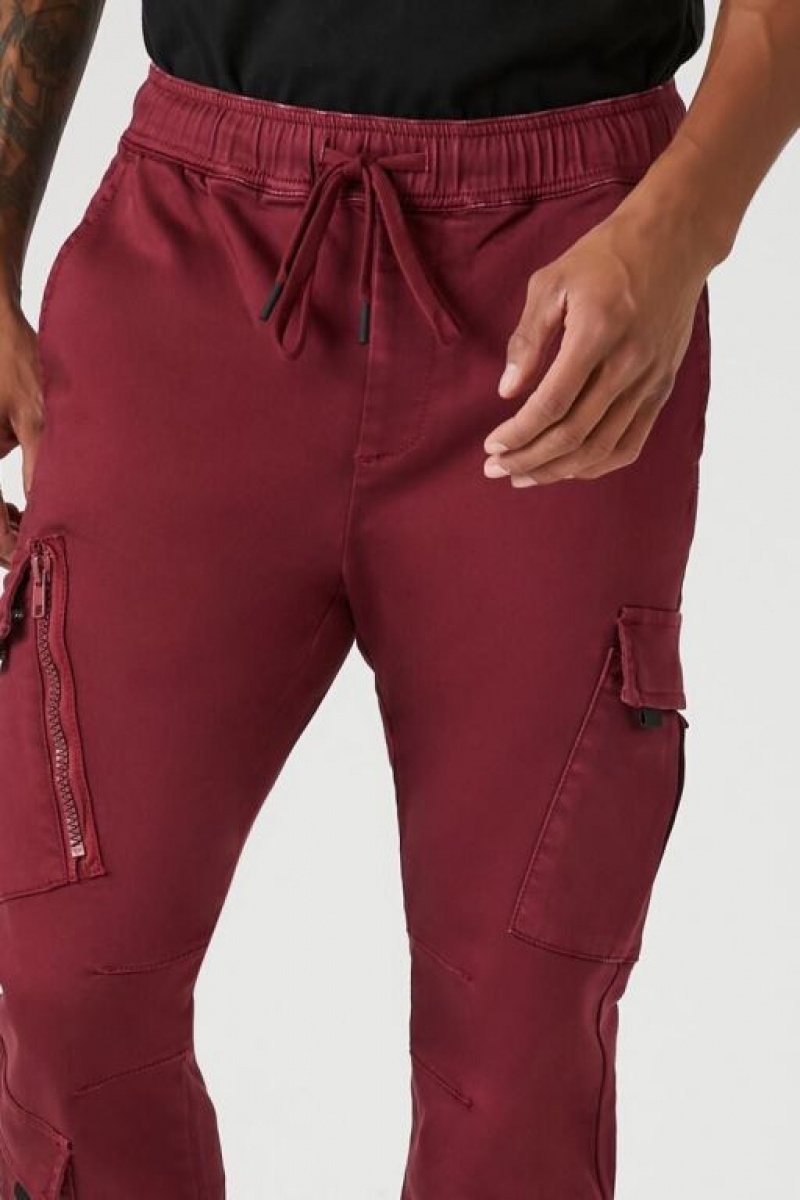 Pantalon Forever 21 Slim Fit Cargo Drawstring Joggers Hombre Rojas | TGzfwz9rsYK