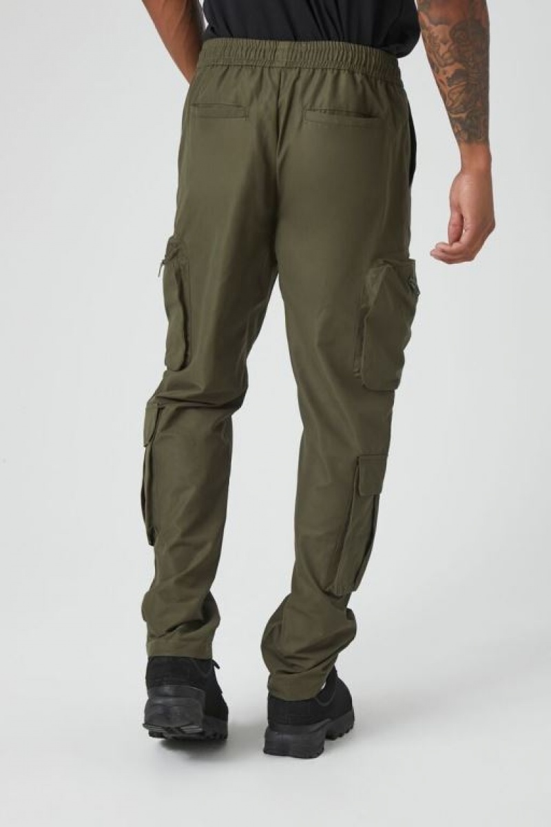 Pantalon Forever 21 Slim Fit Drawstring Cargo Hombre Verde Oliva | uvIDsdHU2IR