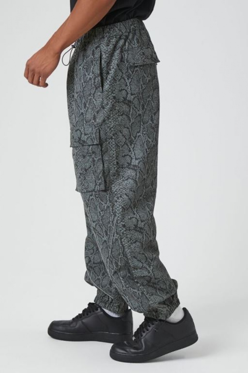 Pantalon Forever 21 Snake Print Cargo Joggers Hombre Gris Multicolor | ACa6Ktr7zI5