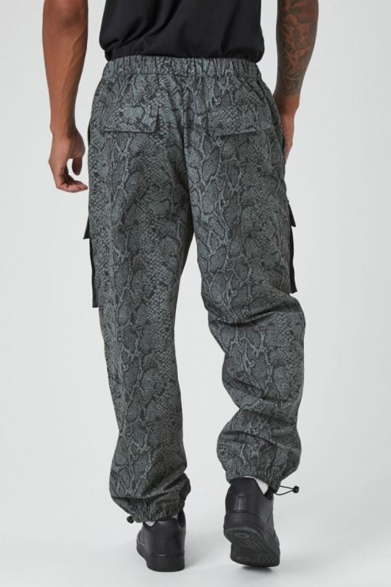 Pantalon Forever 21 Snake Print Cargo Joggers Hombre Gris Multicolor | ACa6Ktr7zI5