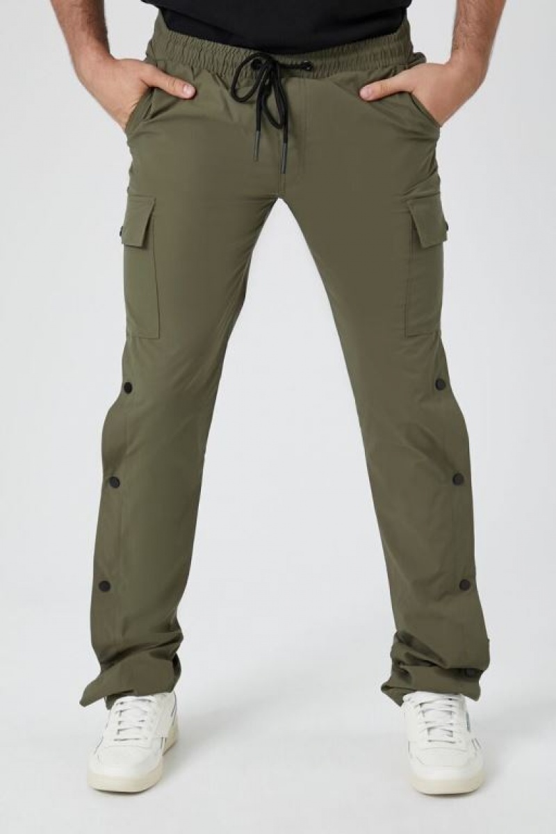 Pantalon Forever 21 Snap Button Cargo Joggers Hombre Verde Oliva | lwQEhWG46r0