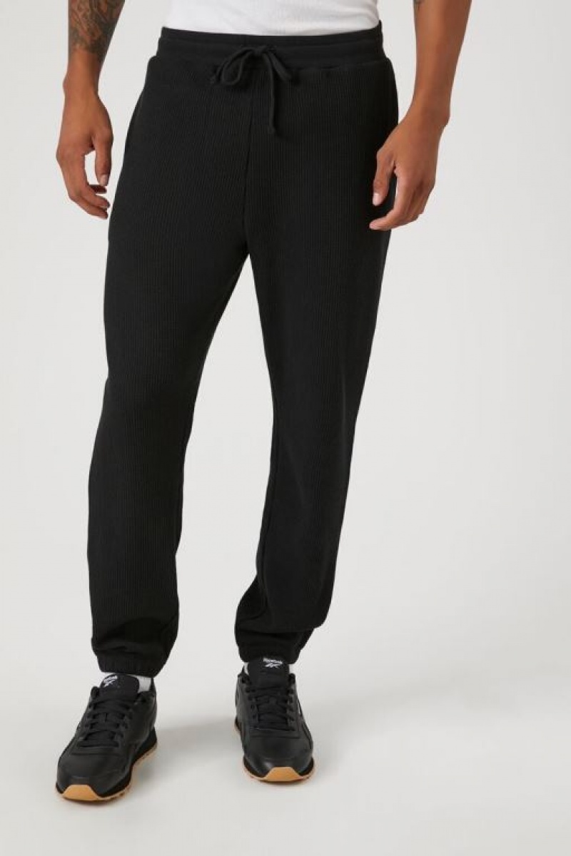 Pantalon Forever 21 Thermal Drawstring Joggers Hombre Negras | tn7KdiwYOLQ