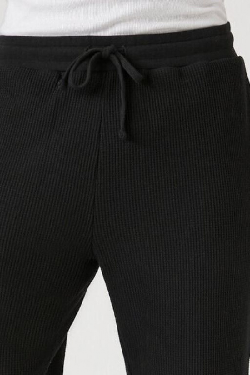 Pantalon Forever 21 Thermal Drawstring Joggers Hombre Negras | tn7KdiwYOLQ