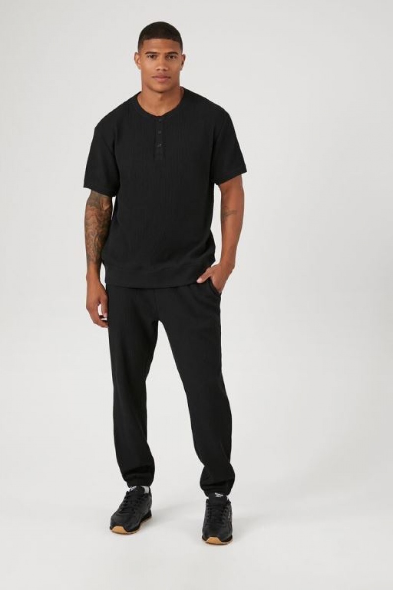 Pantalon Forever 21 Thermal Drawstring Joggers Hombre Negras | tn7KdiwYOLQ