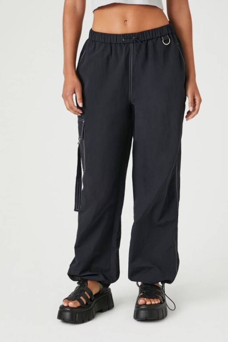 Pantalon Forever 21 Toggle Drawstring Cargo Joggers Mujer Negras | bTKBQR1L04j