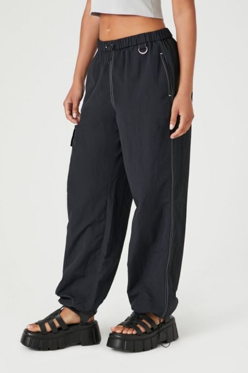 Pantalon Forever 21 Toggle Drawstring Cargo Joggers Mujer Negras | bTKBQR1L04j