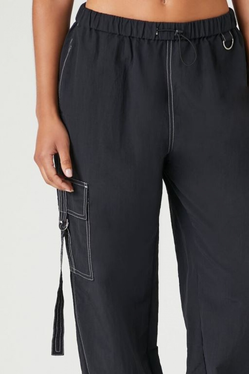 Pantalon Forever 21 Toggle Drawstring Cargo Joggers Mujer Negras | bTKBQR1L04j