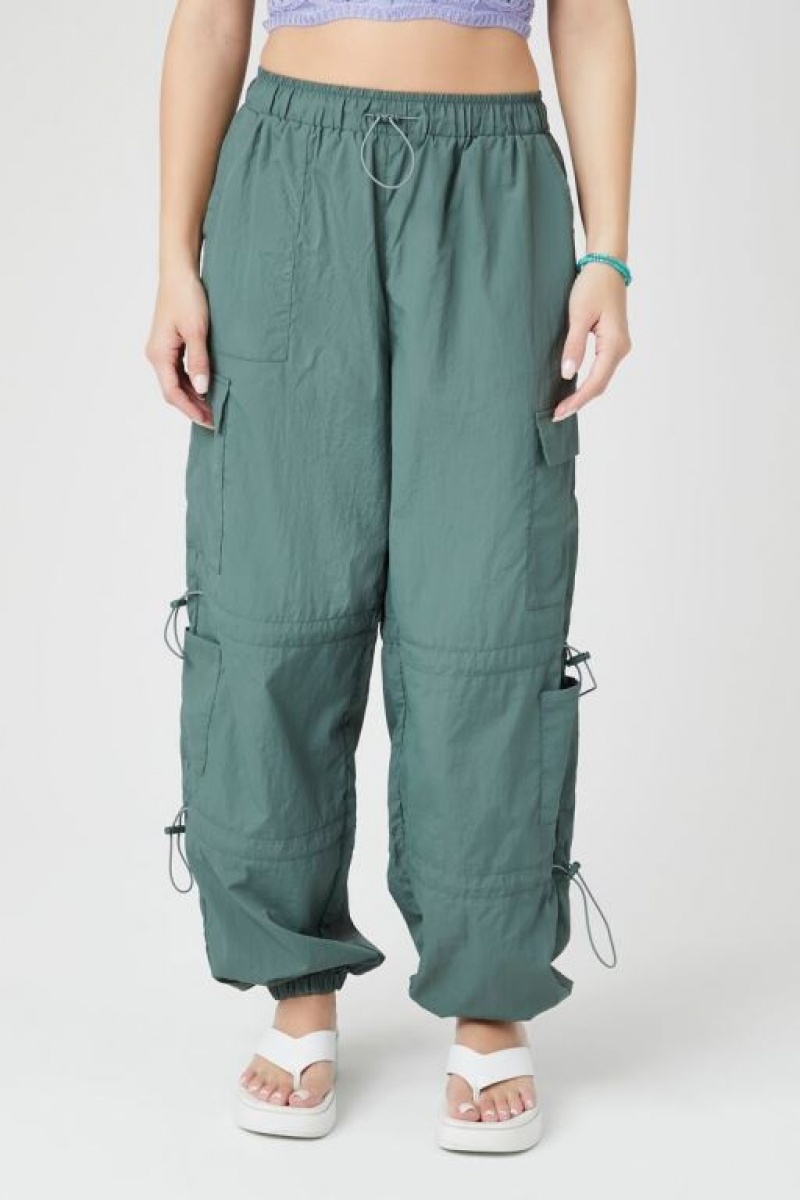 Pantalon Forever 21 Toggle Drawstring Joggers Mujer Gris Verde | lcAzLCUMMV0