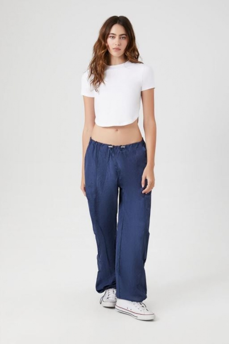 Pantalon Forever 21 Toggle Drawstring Parachute Mujer Azul Marino | cCoMAtOBiju