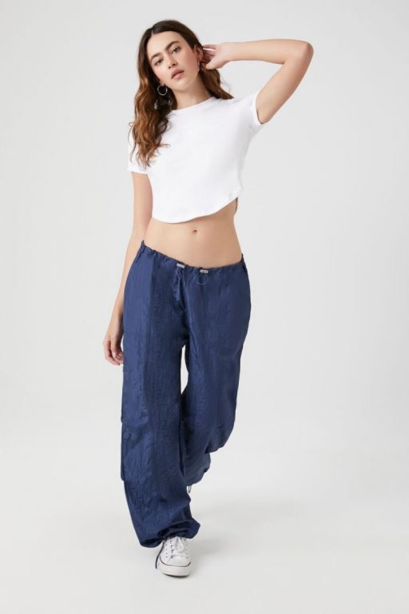 Pantalon Forever 21 Toggle Drawstring Parachute Mujer Azul Marino | cCoMAtOBiju