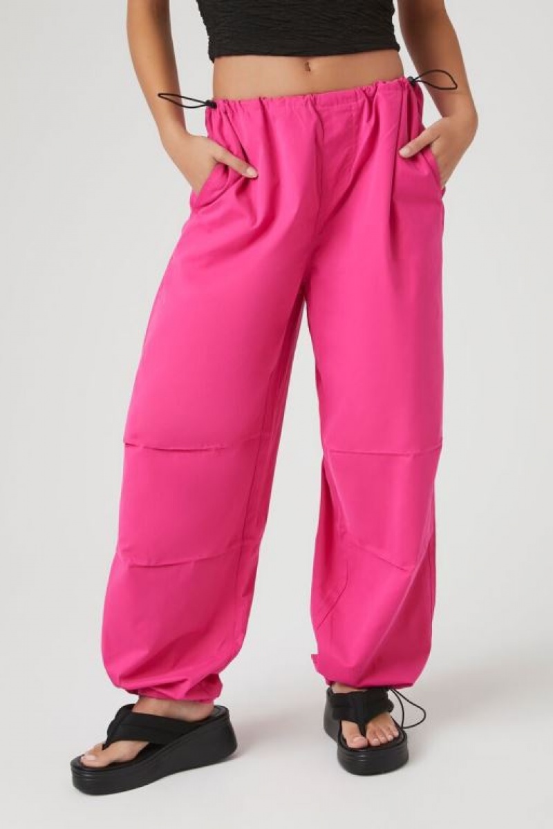 Pantalon Forever 21 Toggle Drawstring Parachute Mujer Fucsia | W6C1jstcqCA