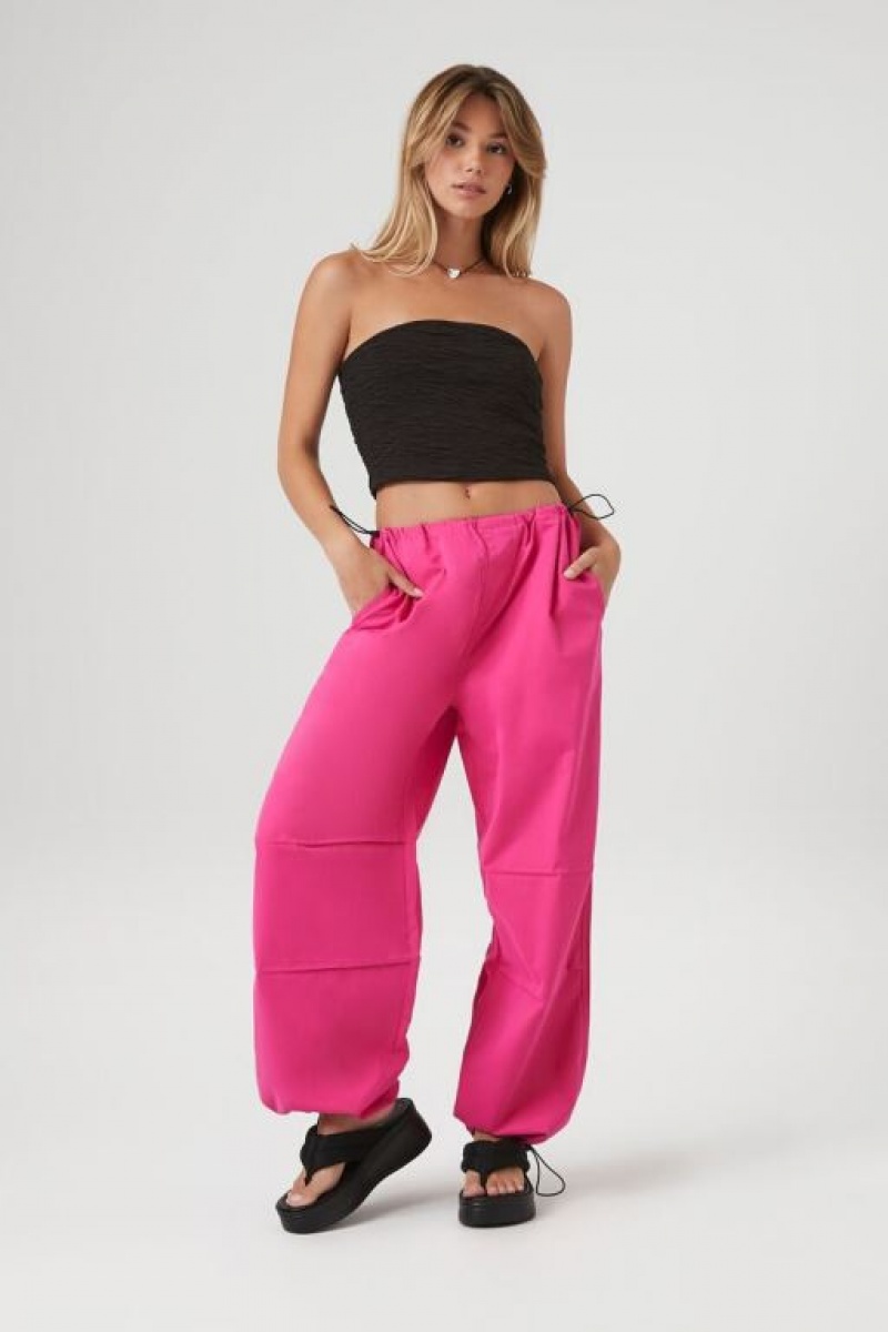 Pantalon Forever 21 Toggle Drawstring Parachute Mujer Fucsia | W6C1jstcqCA