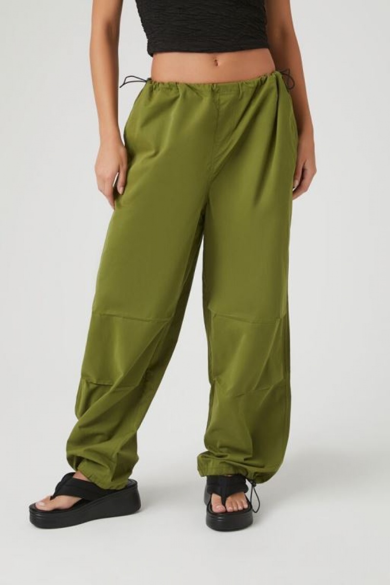 Pantalon Forever 21 Toggle Drawstring Parachute Mujer Verde Oliva | NIZInY9aeP0