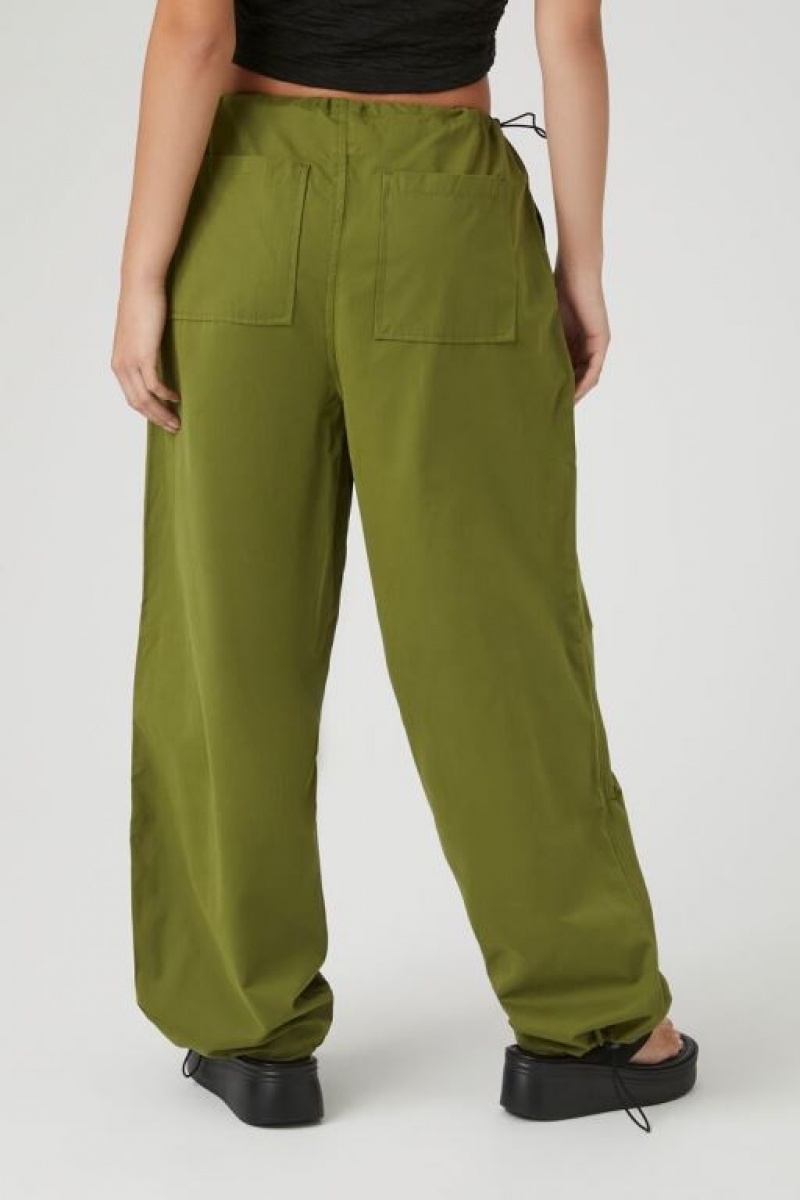 Pantalon Forever 21 Toggle Drawstring Parachute Mujer Verde Oliva | NIZInY9aeP0