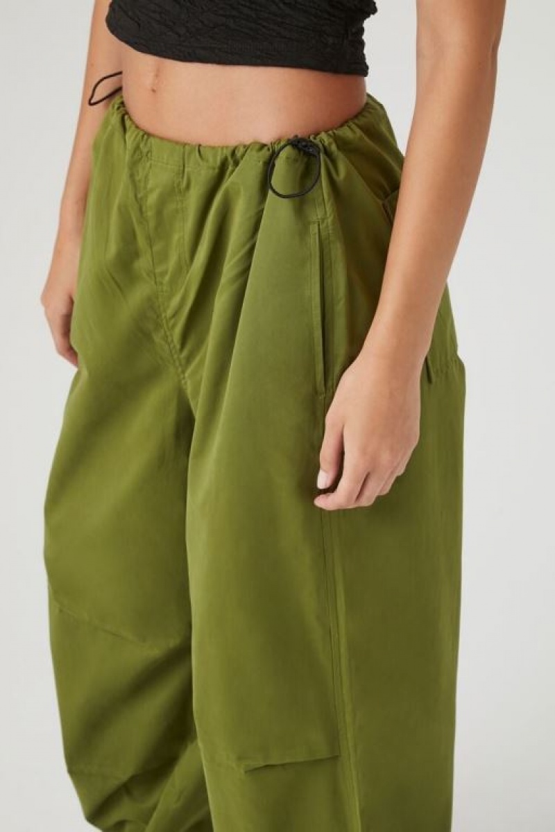 Pantalon Forever 21 Toggle Drawstring Parachute Mujer Verde Oliva | NIZInY9aeP0