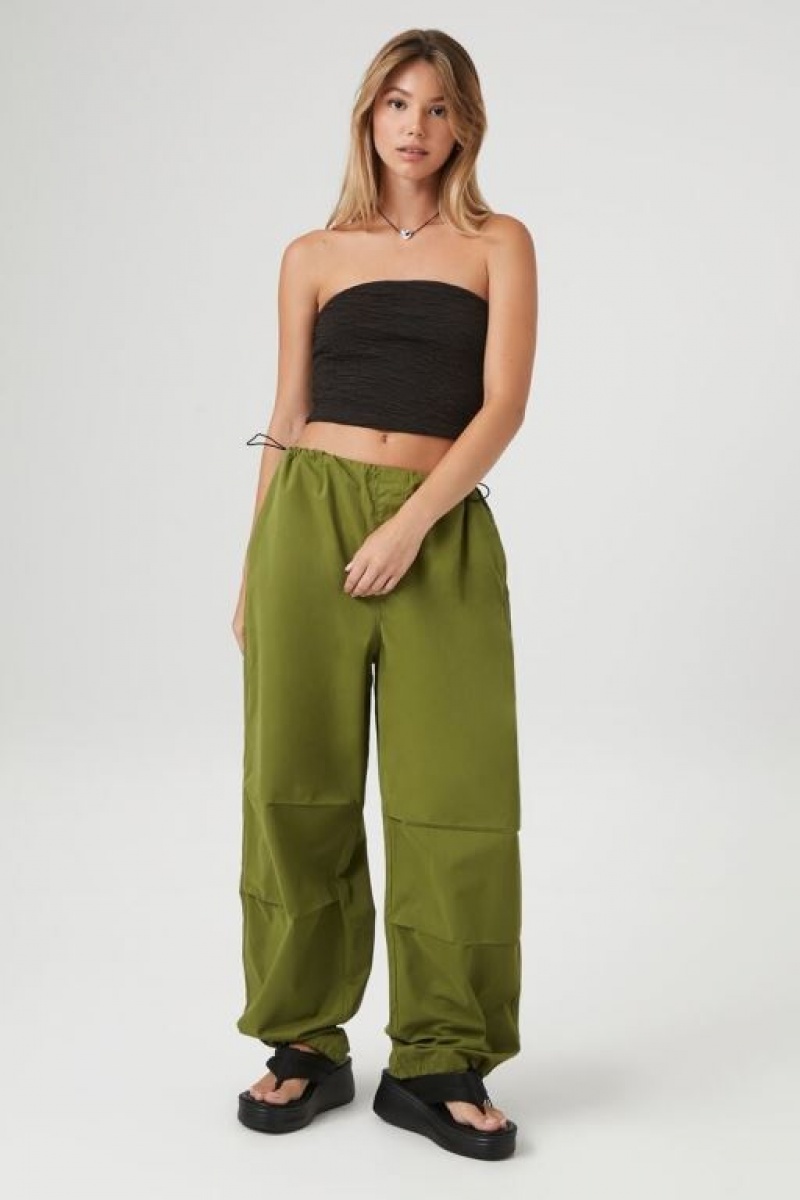 Pantalon Forever 21 Toggle Drawstring Parachute Mujer Verde Oliva | NIZInY9aeP0