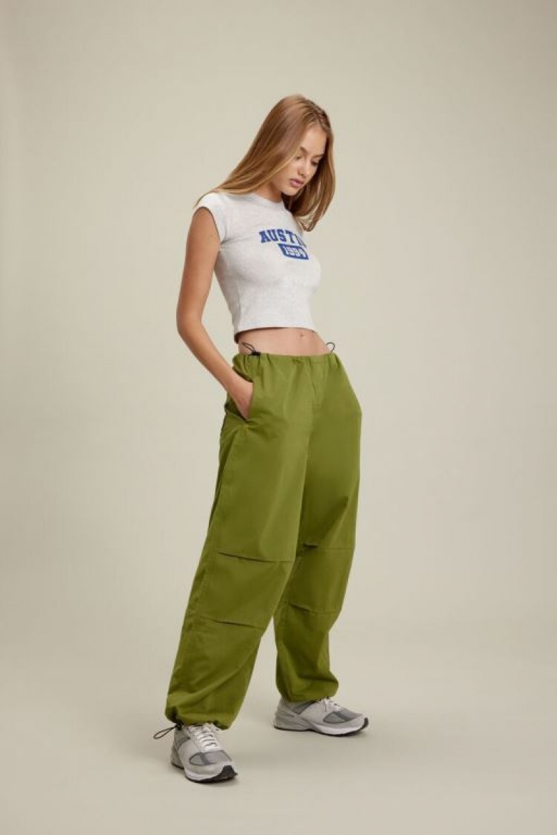 Pantalon Forever 21 Toggle Drawstring Parachute Mujer Verde Oliva | NIZInY9aeP0