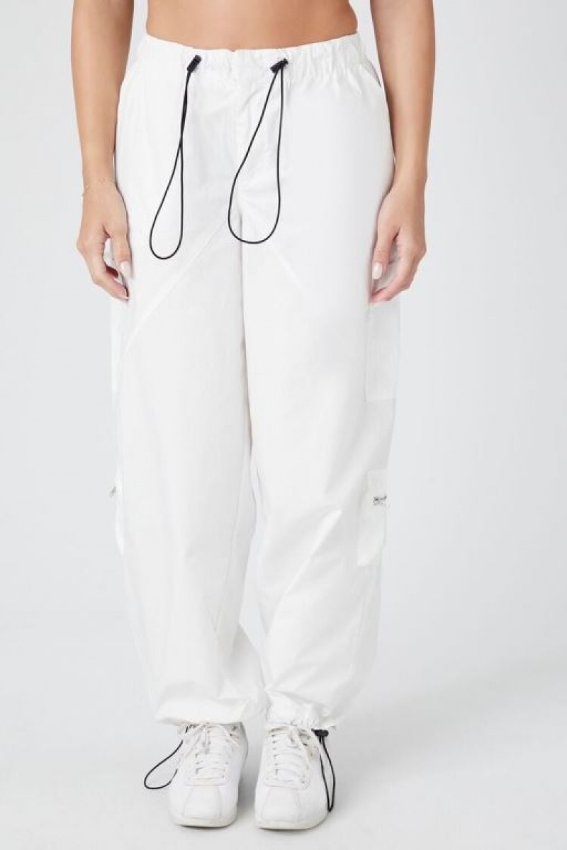 Pantalon Forever 21 Toggle Drawstring Poplin Joggers Mujer Blancas | eAYHe2JUhQh