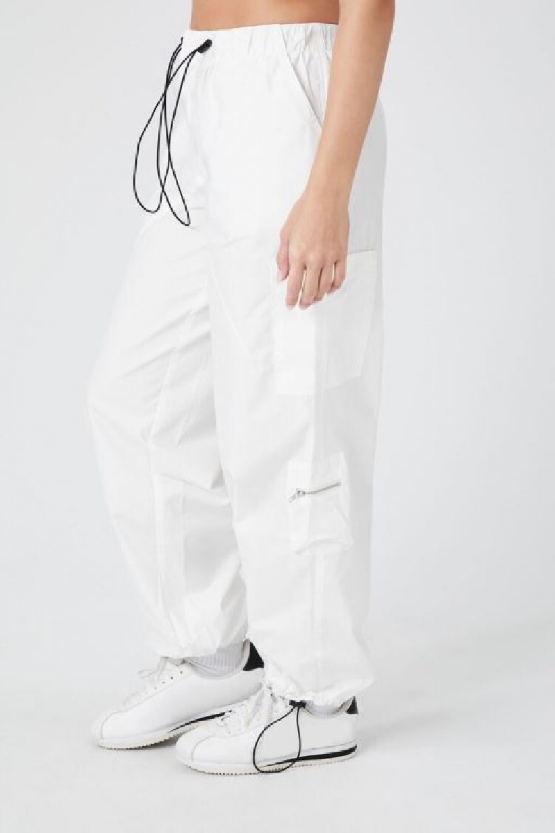 Pantalon Forever 21 Toggle Drawstring Poplin Joggers Mujer Blancas | eAYHe2JUhQh