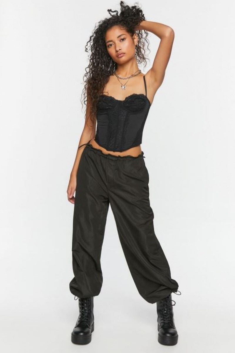 Pantalon Forever 21 Toggle Low Rise Parachute Mujer Negras | kXFeNr2P7Rk