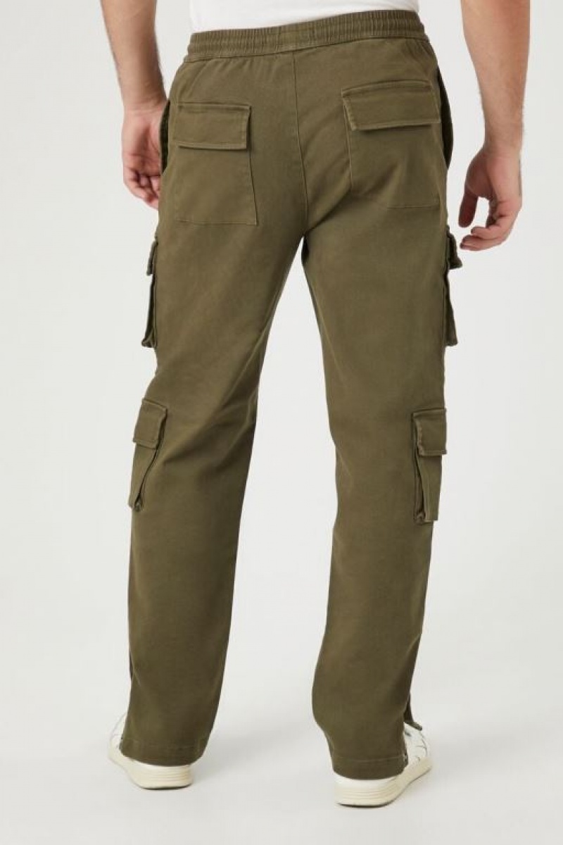 Pantalon Forever 21 Twill Button Hem Cargo Joggers Hombre Verde Oliva | f2uwIJ90t4G