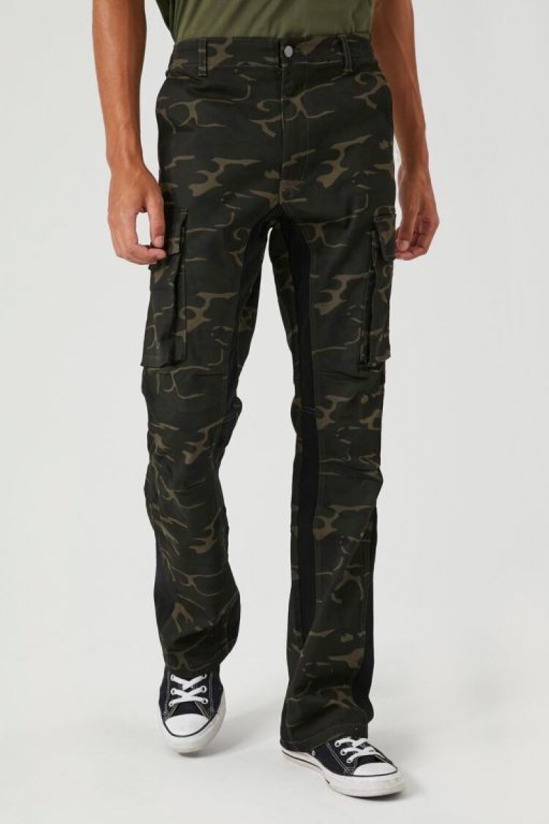 Pantalon Forever 21 Twill Camo Print Slim Fit Hombre Verde Oliva Multicolor | tcsCZ3b3r0p