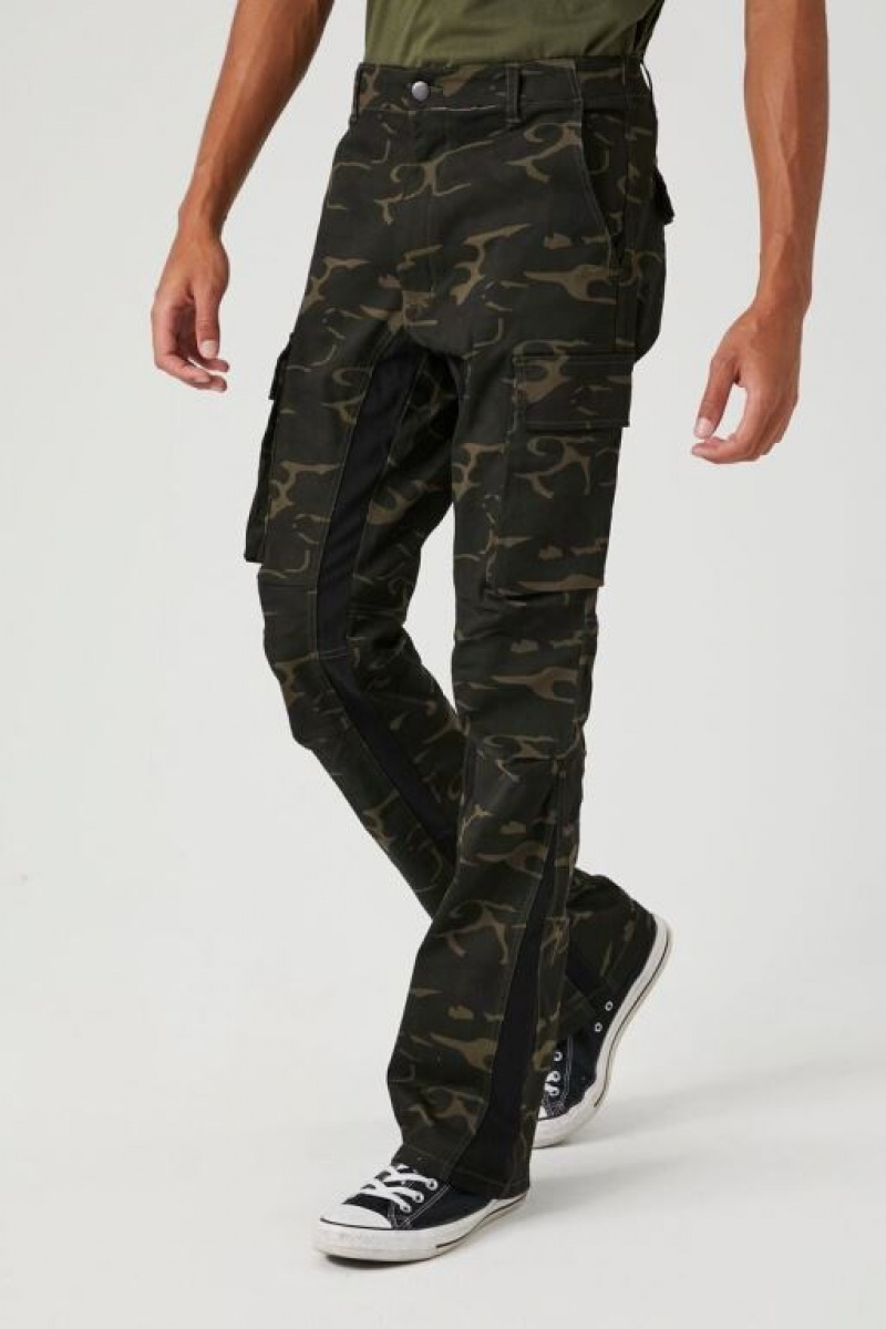 Pantalon Forever 21 Twill Camo Print Slim Fit Hombre Verde Oliva Multicolor | tcsCZ3b3r0p