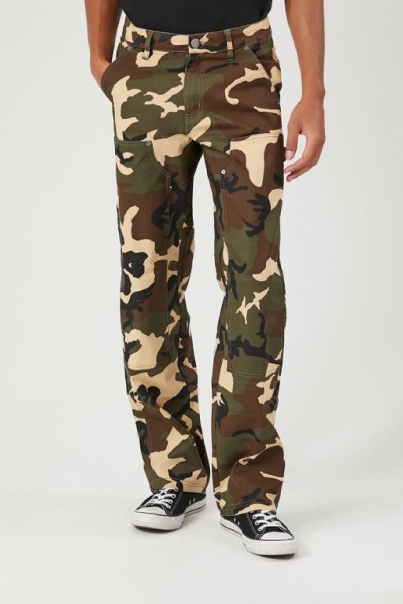 Pantalon Forever 21 Twill Camo Utility Hombre Verde Oliva Multicolor | vDC3SBYwtjD