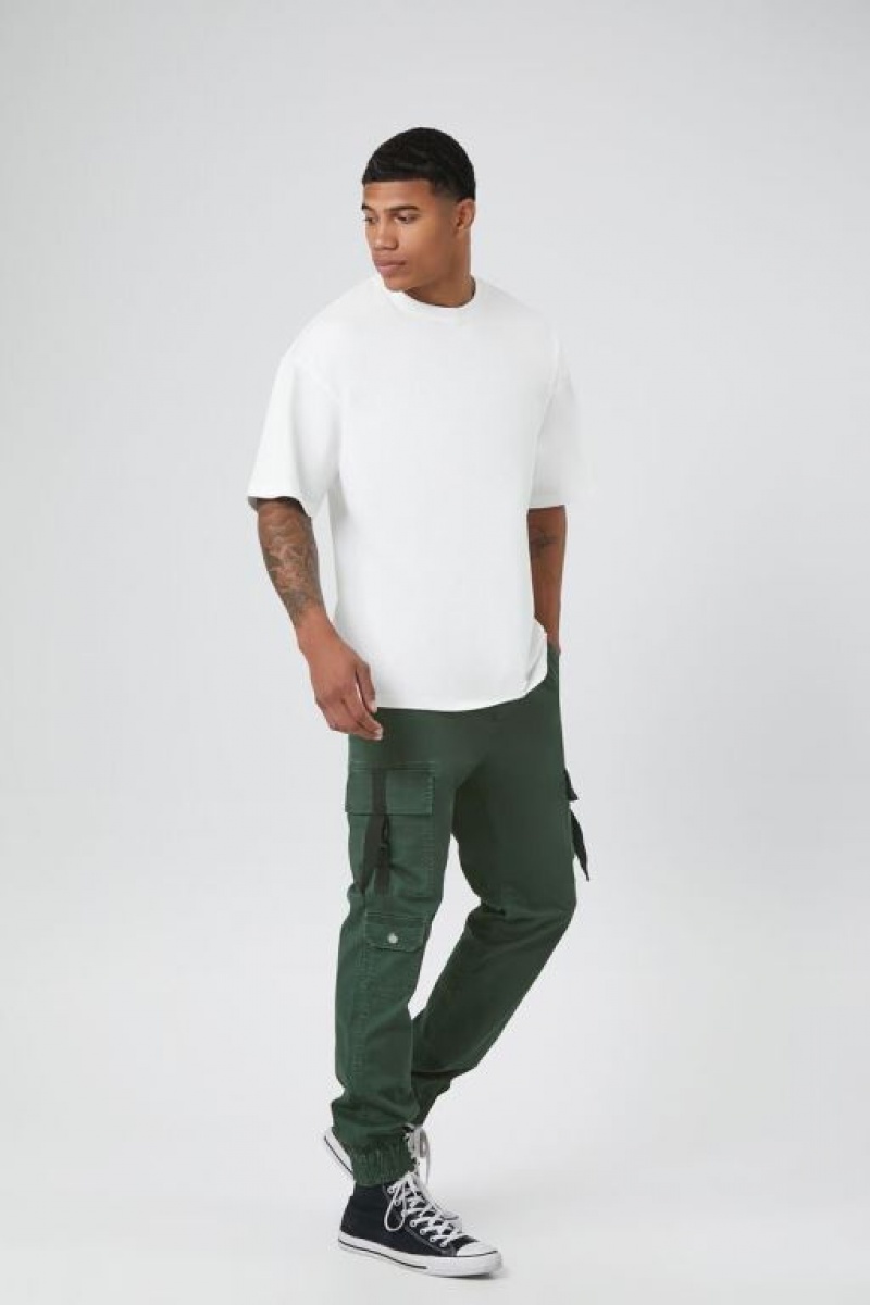 Pantalon Forever 21 Twill Cargo Drawstring Joggers Hombre Verde Oscuro | AESukrSU8a8