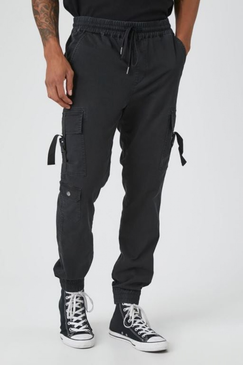 Pantalon Forever 21 Twill Cargo Drawstring Joggers Hombre Negras | TQMdoKzErms