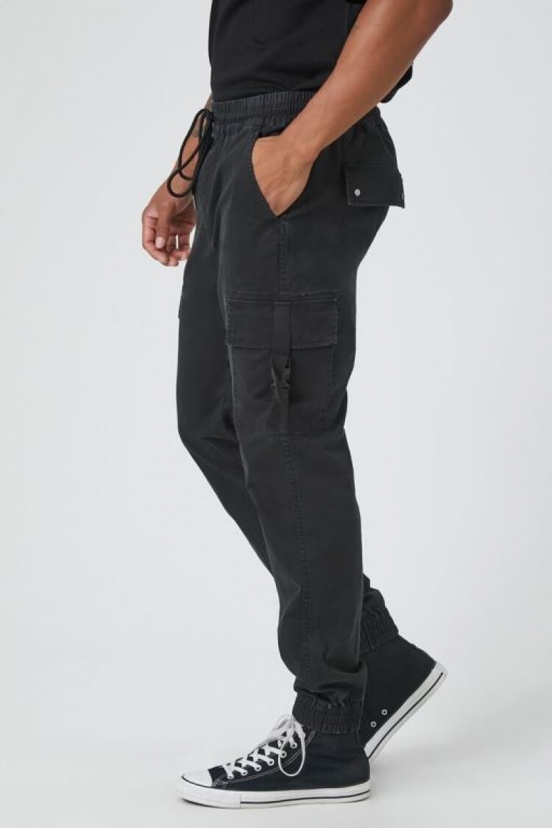 Pantalon Forever 21 Twill Cargo Drawstring Joggers Hombre Negras | TQMdoKzErms